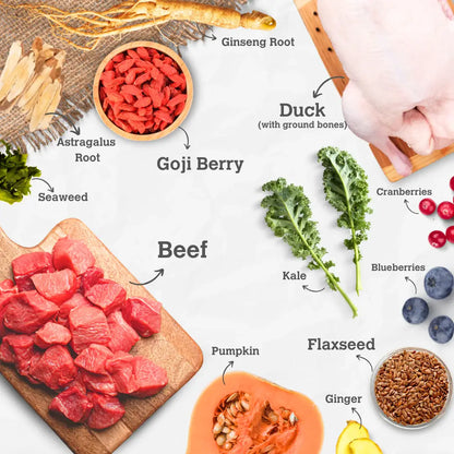 Charmy Pets | Nourriture lyophilisée au bœuf et au canard | Boost baie de Goji