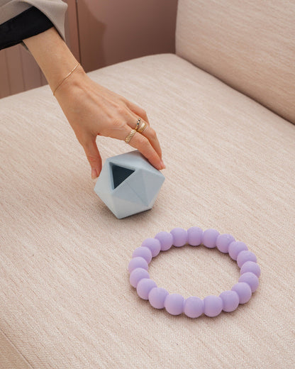 Ensemble de 2 jouets à mâcher ''anneau et kong géométrique'' | lilas et bleu