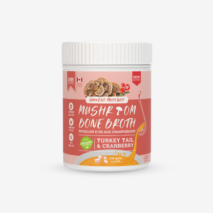 Charmy Pets | Bouillon d'os au champignon ''queue de dinde'' et canneberge