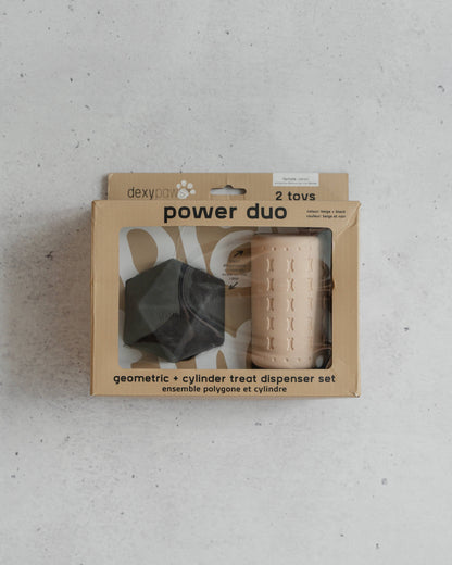 Ensemble de 2 jouets à mâcher ''Geometric & Rouleau Kong'' | Nude & Noir