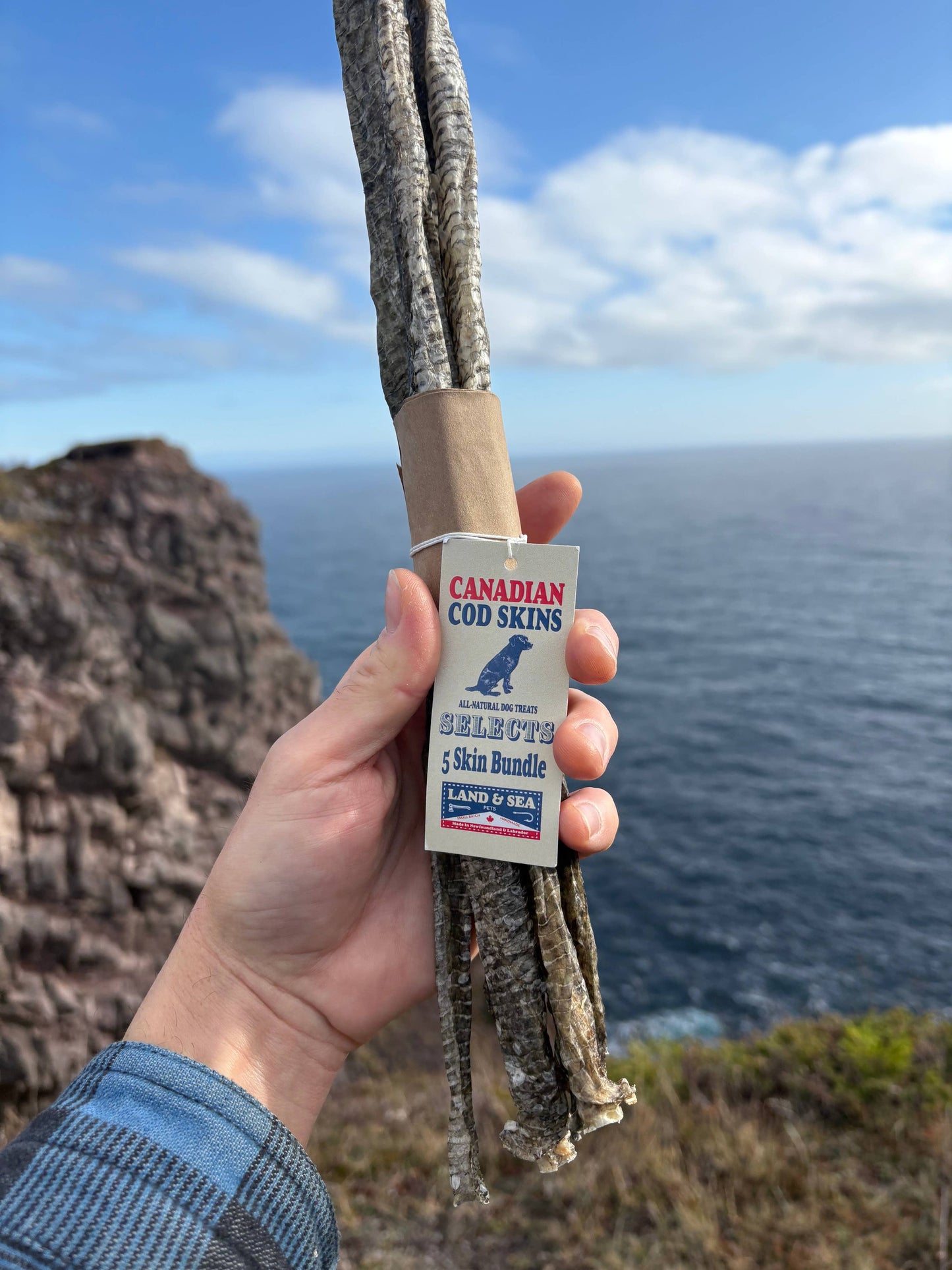 Land & Sea Pets Inc | Pack de 5 roulés de peau de morue